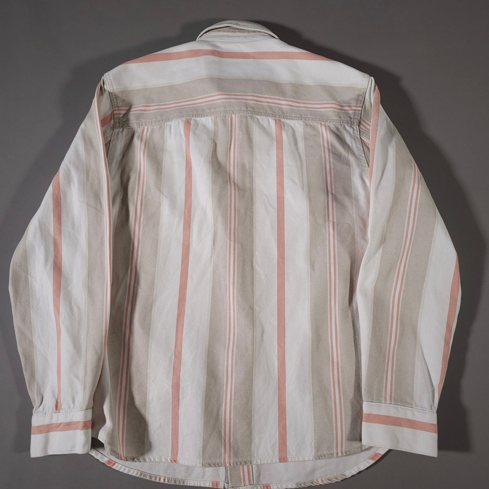Buffalo David Bitton Button Down Shirt Mens M Beige Pink Striped Cotton Long - Picture 7 of 8